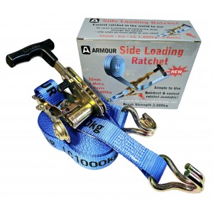 1.0T QUICK Side Loading Ratchet Tie Down 32mm 6m c/w J Hks | ARMOUR Side Loading Tie Downs | Tie Downs